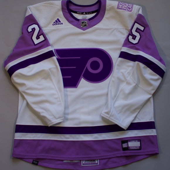 2021 Philadelphia Flyers Hockey Fights Cancer James van Riemsdyk warm up worn je - Picture 2 of 6